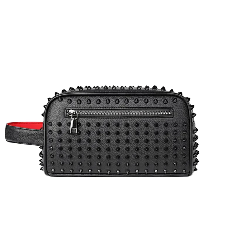 Pochette Homme Rivets Similicuir - Style Rock & Grande Capacité