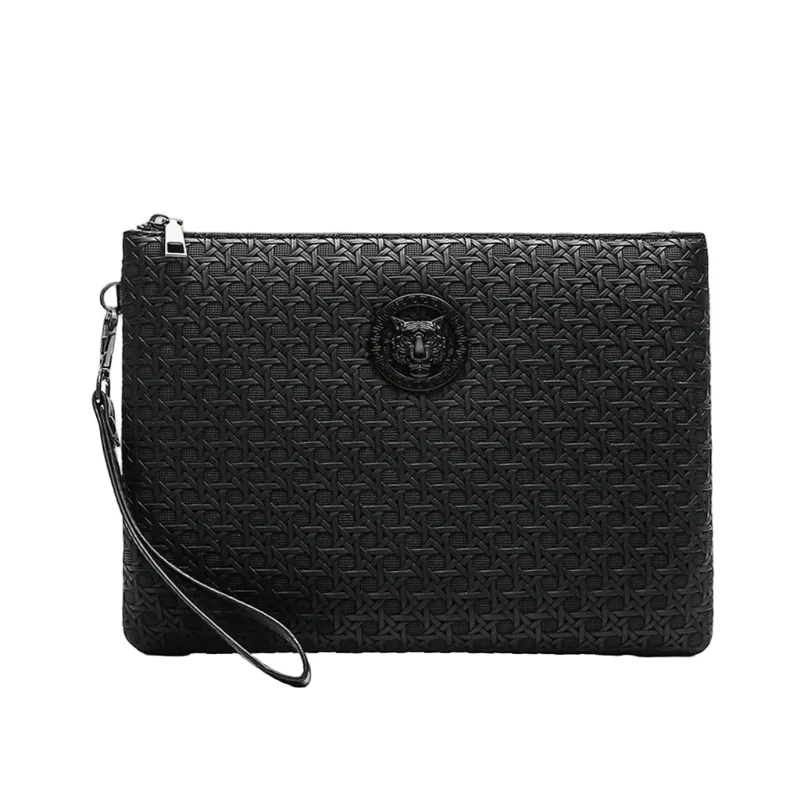 Pochette Homme Chic - Sac Cuir PU Médaillon Tigre
