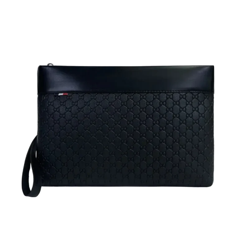 Pochette Homme PU Cuir Jacquard Embossé – Élégante & Slim