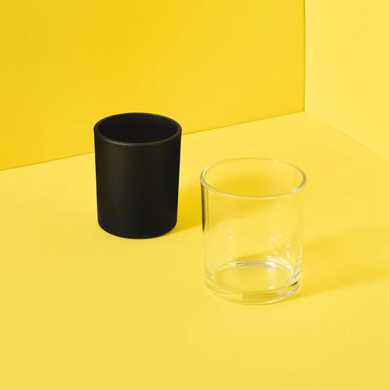 Pot en verre pour bougie (transparent & noir)