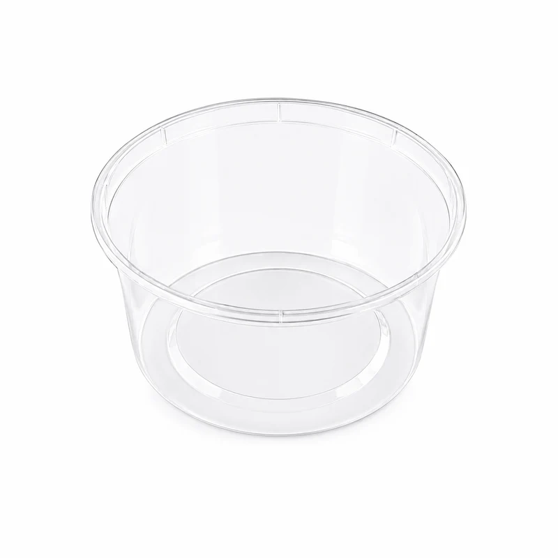 Pot "Deli" rond en PP injecté transparent - 240 ml - Ø 9,6 cm - H 4,9 cm - 50 unités